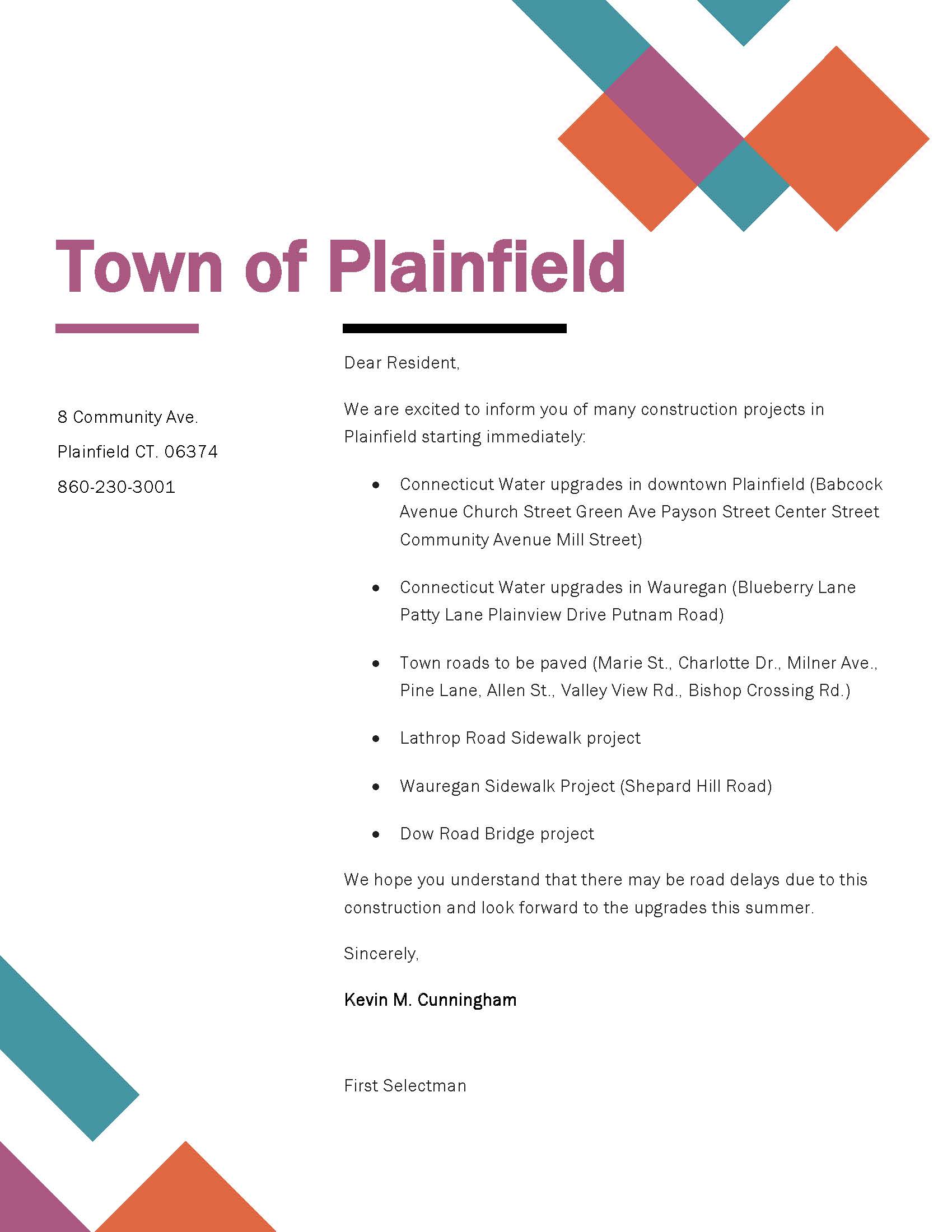 Town of Plainfield - Summer road projects 2023 (002)